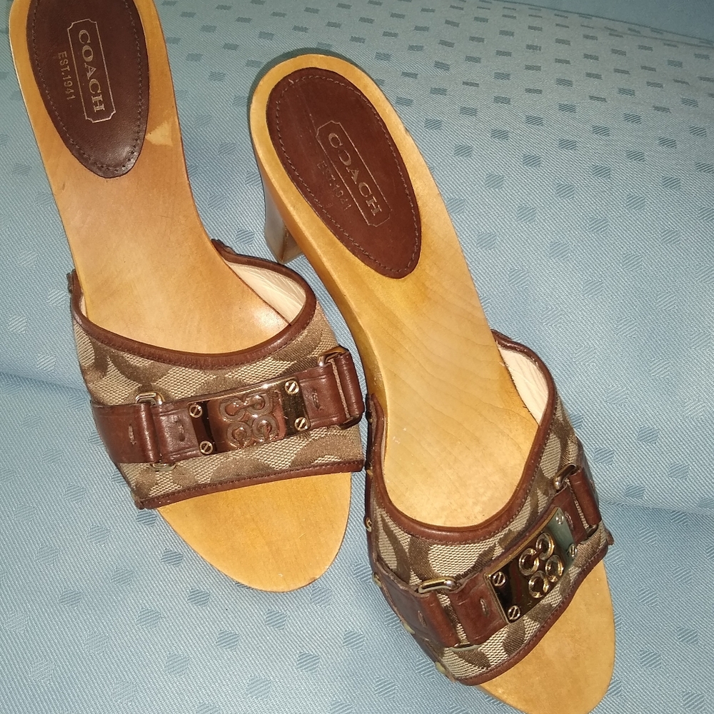 Coach Brown Signature Canvas & Leather Mule Slides - Picture 5 of 10